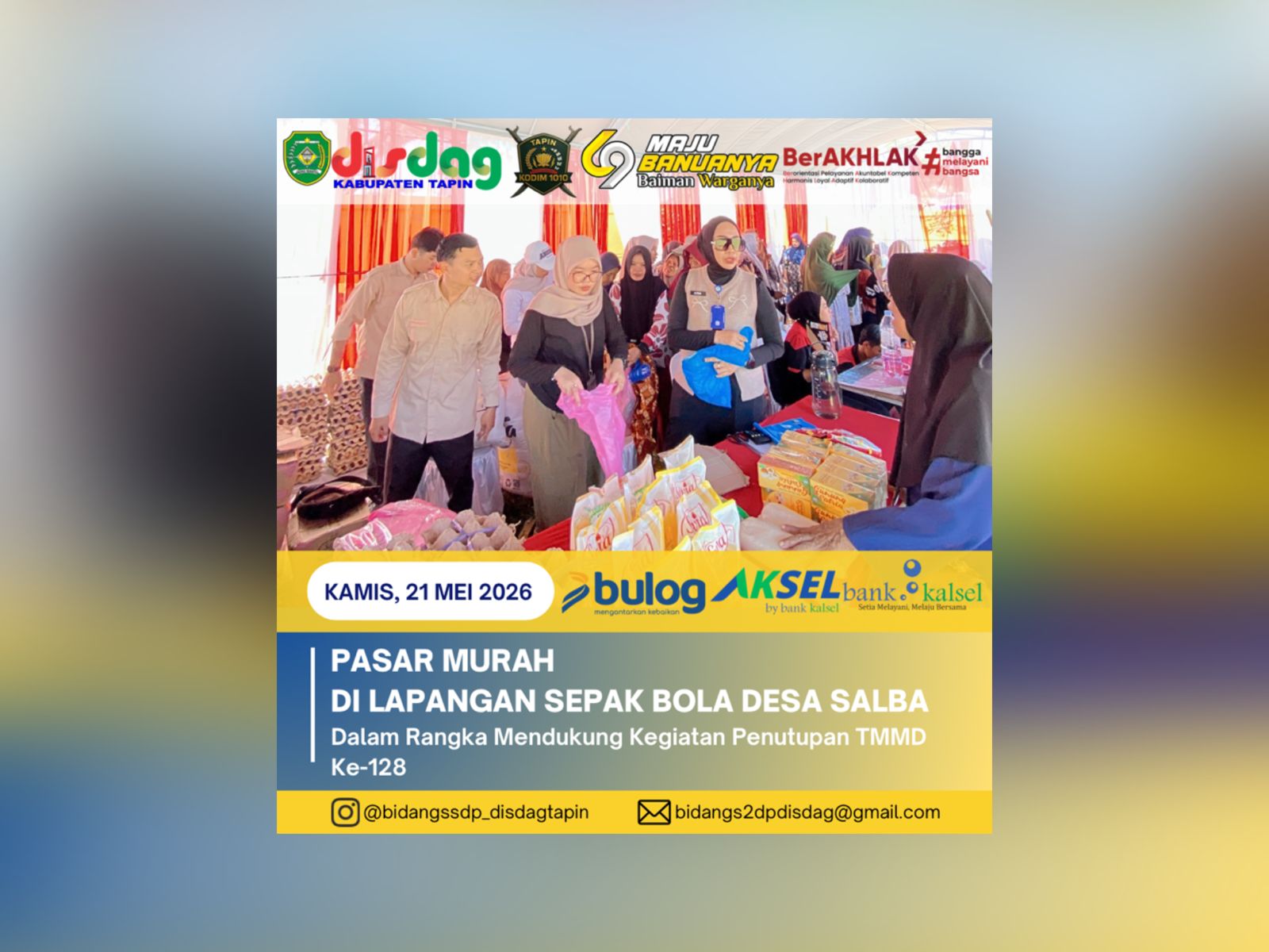Pasar Murah Meriahkan Penutupan TMMD Ke-128 di Lapangan Sepak Bola Desa Salam Babaris, Masyarakat Dapatkan Sembako dengan Harga Terjangkau